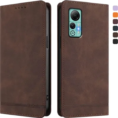 Obrázek produktu pro Pouzdro pro Ulefone Note 14, retroPolyuretankožené flip pouzdro s stojánkem a přihrádkami na karty Hnědý