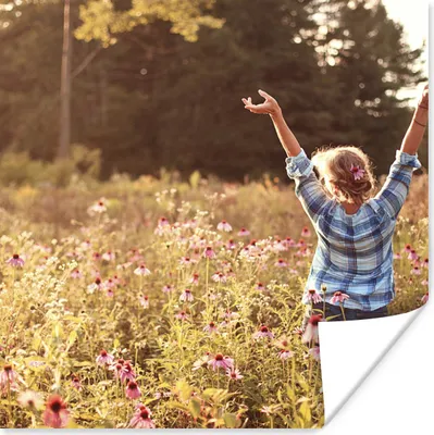 Produktbild von MuchoWow® Poster Frau - Blumen - Frühling 75x75 cm - Wand Dekoration