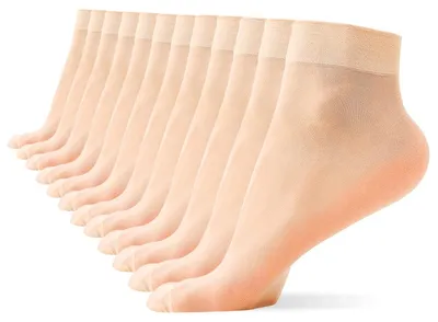 Obrázok produktu pre WAJIAFAR 12 párov dámskych jemných pančúch, hladké, s jemným, nepružným lemom