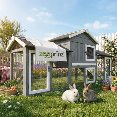 Produktbild von zooprinz Hasenstall Don Camillo | XXL mit Doppelauslauf | 210x85,5x54cm (BxHxT) | Wetterfest | Kiefernholz