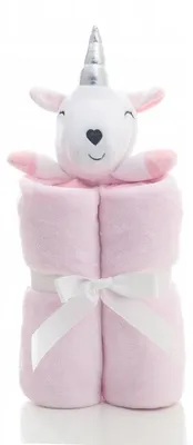 Produktbild von Kinder Fleecedecke Einhorn Unicorn Rosa mit Plüschtier