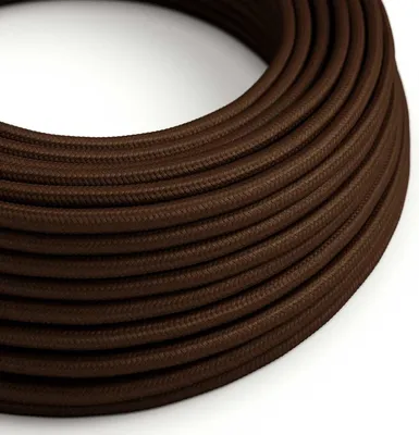 Immagine prodotto di Creative-Cables Cavo elettrico rivestito in tessuto, Sezione 3 x 0,75 mm², 50 m, Marrone Espresso RM13, Rotondo effetto seta
