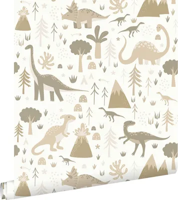 Immagine prodotto di ESTAhome carta da parati dinosauri beige e grigio talpa 53 cm x 10.05 m