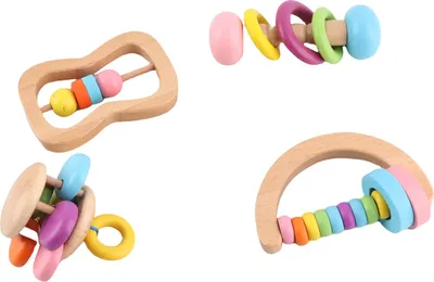 Produktbild von 4pcs Baby Rasseln Set neugeborene Hand Rassel Rasseln frühes Lernen, Greifen Spielzeug für Kinder
