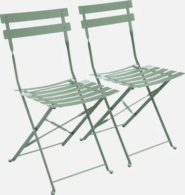 Immagine prodotto di Set 2 sedie da giardino bistrot pieghevole in metallo, Verde grigio