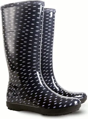 Produktbild von DEMAR Damen Mädchen Gummistiefel Regenstiefel Langschaft Gartenschuhe Boots Wasserdicht Dunkelblau Gepunktet 36