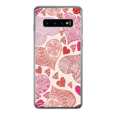 Produktbild von MuchoWow® Handyhülle Schutzhülle Hülle für Samsung Galaxy S10 Eine Illustration mit rosa und roten Herzen Silikon Softcase Handy Hülle - Handytasche