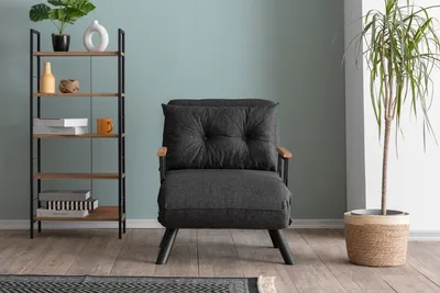 Produktbild von Hanah Home, Sando Single - Dark Grey, 1-Sitzer-Schlafsofa, 100 % METALL, Dunkelgrau, 175 x 60 cm