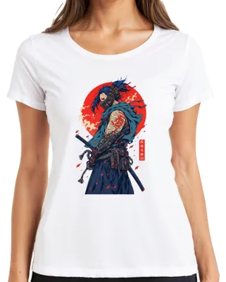 Productafbeelding van Cyberpunk Samurai, krijgerin, katana, Japan, anime, manga, Y2K, ronin, dames T-shirt, wit, maat M