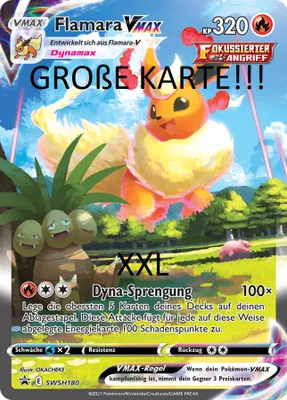 Produktbild von Flamara VMAX (OVERSIZED!!!) Alternatives Artwork SWSH180 Promo Sammelkarten Pokemon Einzelkarten 1 Stück