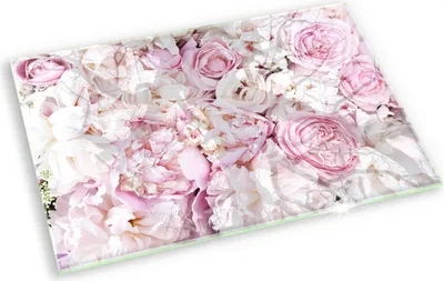 Produktbild von Glasplatte für Grabkerzen Gummifüße Glas Motiv - 80x52 cm - Pfingstrosenstrauß