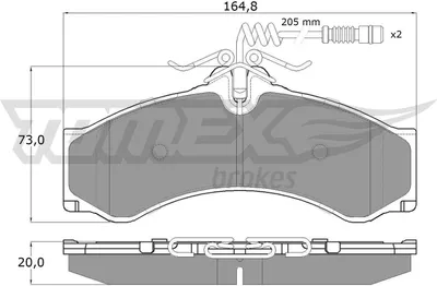 Produktbild von TOMEX brakes Bremsbeläge Satz Bremsklötze passend für MERCEDES-BENZ SPRINTER 3-t Kasten (903) TX 11-481