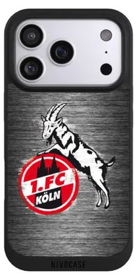Produktbild von NIVOCASE Handyhülle für Apple iPhone 17 Pro  Hülle NIVOpure Case Schwarz 1. FC Köln Metallic Look Offizielles Lizenzprodukt