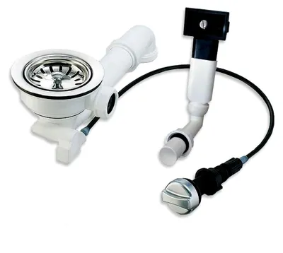 Produktbild von Siebkorbventil - verschließbar mit Bowdenzug und Überlauf - Excenterbetätigung - Ablaufgarnitur - Siebkorb für Küchenspüle - aus Chrom - 114 mm