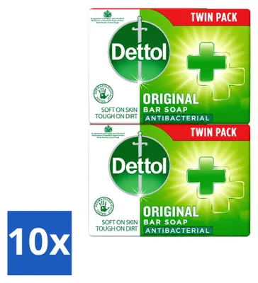 Productafbeelding van 10 x Dettol zeepstukken - Original - Antibacterieel - 100g - Voordelige verpakking - 10 stuks