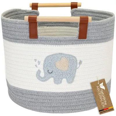 Aufbewahrungskorb aus Baumwolle, Elefant, HMF 39023-ELE, 30 x 24 cm