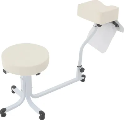Produktbild von Pedikürhocker mit Fußstütze - Salonhocker - Kunstleder, Metallgestell - EU-Stecker 220V 22W 2600 U/min - Sitz 33×41 cm - Tragkraft 100 kg - Weiß