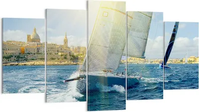 Produktbild von Bild auf Leinwand - Leinwandbild - Yacht Meer Welle - 160x85cm - Wand Bild - Wanddeko - Wandbilder - Leinwanddruck - Bilder - Kunstdruck - Wanddekoration - Leinwand bilder - Wandkunst - EA160x85-4038