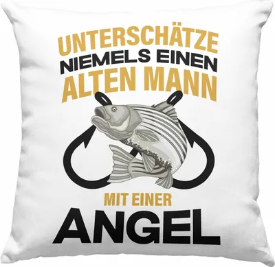 Produktbild von Trendation - Angler Deko-Kissen mit Füllung 40x40 Geschenk Männer Sprüche Lustig für Fischer Geschenkidee Angeln Becher (Rosa)