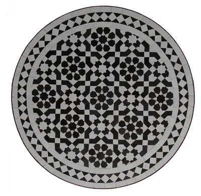 Produktbild von Mosaik Bistrotisch 70 Rund Schwarz Weiß Glasiert