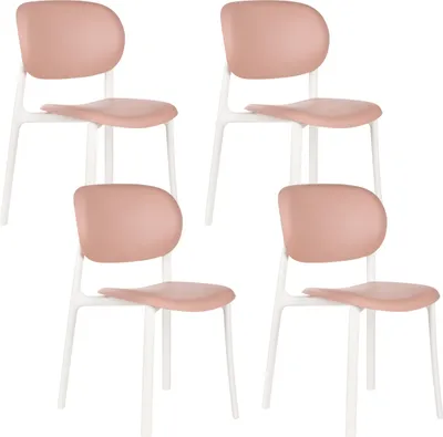 Image de BELIANI Lot de 4 chaises de jardin rose pastel en polypropylène léger et durable en plastique pour l'intérieur et l'extérieur moderne