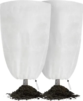 Produktbild von Pflanzenschutz Winter 80x100cm - 2 Stück Winterschutz für Pflanzen mit Reißverschluss & Zugband, Atmungsaktiv, Reißfest, Wiederverwendbar, Frostschutzhaube für Pflanzen