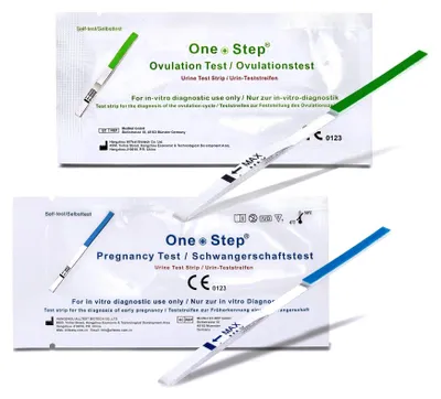 Produktbild von One+Step Kombipaket 50 Ovulationstests und 20 Schwangerschaftstests - Fruchtbarkeitstest für Frauen - Ovulationstest für Eisprung