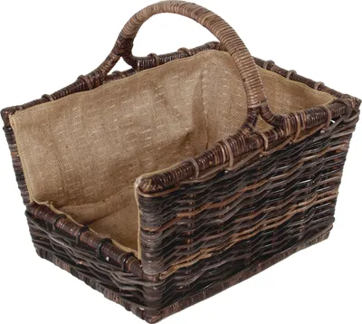 Obrázok produktu pre Kobolo wood carrier wood basket for firewood made of rattan with removable linen insert firewood basket firewood basket fire basket woven decoration