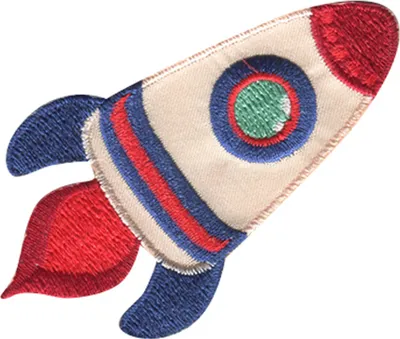Produktbild von Rakete Fahrzeug - Aufnäher, Bügelbild, Aufbügler, Applikationen, Patches, Flicken, Zum Aufbügeln, Größe: 4,2 x 7,8 cm