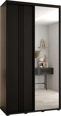 Produktbild von MEBLE KRYSPOL Cannes 7 Schrank mit 2 Schiebetüren - 205,2x140x45 cm - Schwarz Schwarz Schwarz