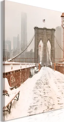 Produktbild von Italienischer Leinwand Leinwandbild - Brooklyn Bridge in Sepia (1 Part) Vertical 40x60 cm Städte d-B-0303-b-a