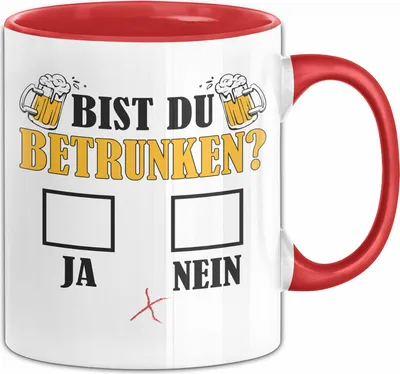 Produktbild von Bier Tasse Geschenk Bist Du Betrunken Ja Nein Geschenk für Bier-Liebhaber (Rot)
