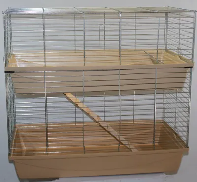 Produktbild von 1m doppel Hasenkäfig Meerschweinchenkäfig beige