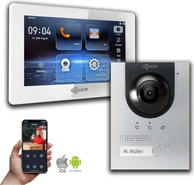 Image de Interphone IP | Écran 7 pouces | Argent : 1 écran : 7 pouces Blanc : Boîtier encastré Nombre d'écrans : 1 écran Couleur de l'écran : 7 pouces Blanc Montage : Boîtier encastré