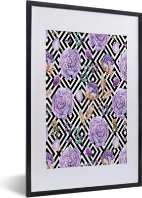 Produktbild von MuchoWow® MuchoWow® Gerahmtes Poster Blumen - Rosen - Lila 40x60 cm - Poster mit zchwarzem Bilderrahmen - Poster in Rahmen