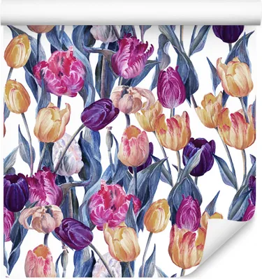 Produktbild von 10m VLIES TAPETE Rolle Blumen Flora Feldblumen Tulpen Aquarell Wiese XXL