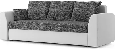 Produktbild von Couch PAUL mit Schlaffunktion - Schlafcouch mit Bettkasten - Stoff LAWA 17+SOFT 17 Dunkelgrau&Weiß