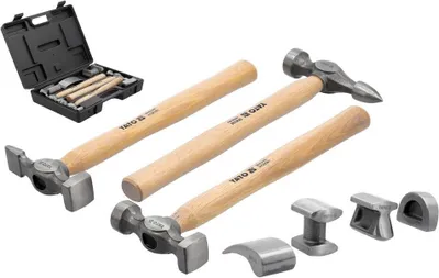 Produktbild von YATO Profi Ausbeul-Hammer Richtsatz Werkzeug Karosserie Ausbeulen Blech-Hammer Handfäustel 7-Tlg.