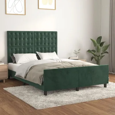 Produktbild von Cloris Designermöbel Bettgestell mit Kopfteil Dunkelgrün 140x190 cm Samt 2024 Neu