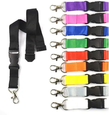 Schlüsselbänder, 10 Stück, 20 mm breit, weiß, Steckverschluss