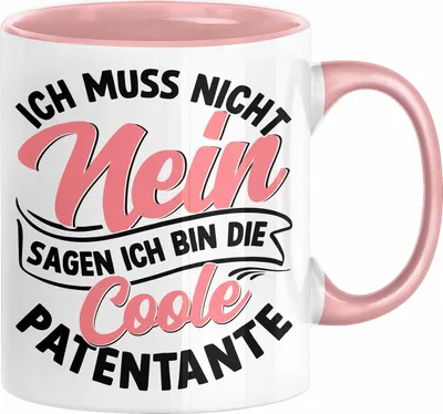 Produktbild von Patentante Geschenk Tasse Spruch Geschenkidee Beste Patentante Ich Muss Nicht Nein Sagen Ich Bin Die Patentante (Rosa)