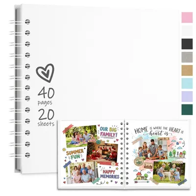 Productafbeelding van Fotoalbum om Zelf te Versieren 20,5x20,5 cm, 20 Bladen, 40 Pagina's