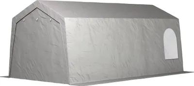 Produktbild von 3 x 6 m Wasserdichter Gartenschuppen mit UV-beständiger Kunststoff-Plane und Metallgestell, Hellgrau