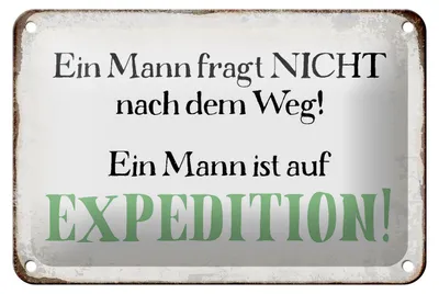 Produktbild von Blechschild Spruch 18x12cm Mann fragt nicht nach dem Weg