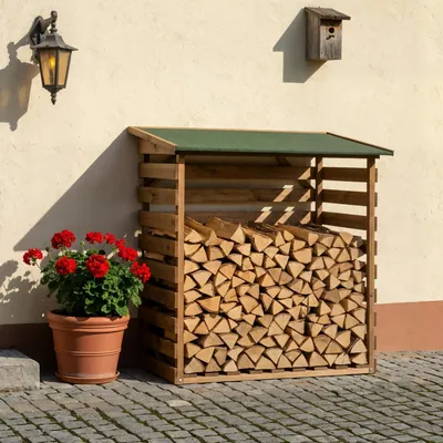 Produktbild von Brennholzregal Kaminholz Regal zooprinz Fire | Winterfest & Wetterfest | Massivholz | 730 Liter 0,73 m³ | Hergestellt in Europa