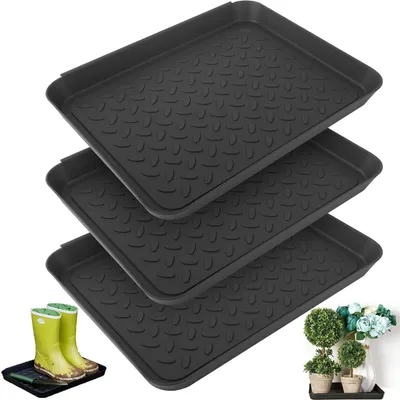 Produktbild von Schuhabtropfschale 3er-Set 35 x 27,5 x 3 cm Schwarz Kunststoff