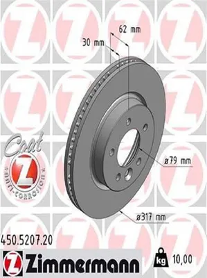 Produktbild von 2x ZIMMERMANN Bremsscheibe 450.5207.20 für LAND ROVER Range Rover Sport (L320)