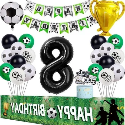 Immagine prodotto di Palloncini compleanno calcio 8 anni - Decorazione per festa a tema calcio