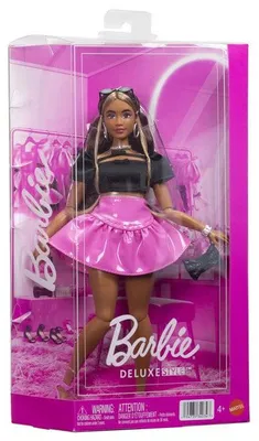 Immagine prodotto di Bambola Barbie Deluxe Style, con gonna rosa, top corto in raso, articolata e con accessori, adatta a bambini dai 4 anni in su