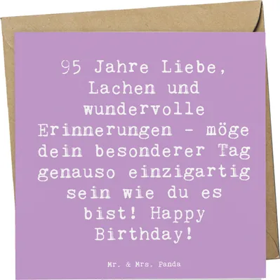 Produktbild von Mr. & Mrs. Panda Glückwunschkarte Spruch 95. Geburtstag - Lavendeltraum - Geschenk, Alter, faltkarte, Freundschaft, inspirierende Lebensreise, doppelkarte, Klappkarte
